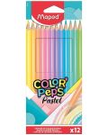 Цветни моливи Maped Color Peps - Пастелни, 12 цвята  - 1t